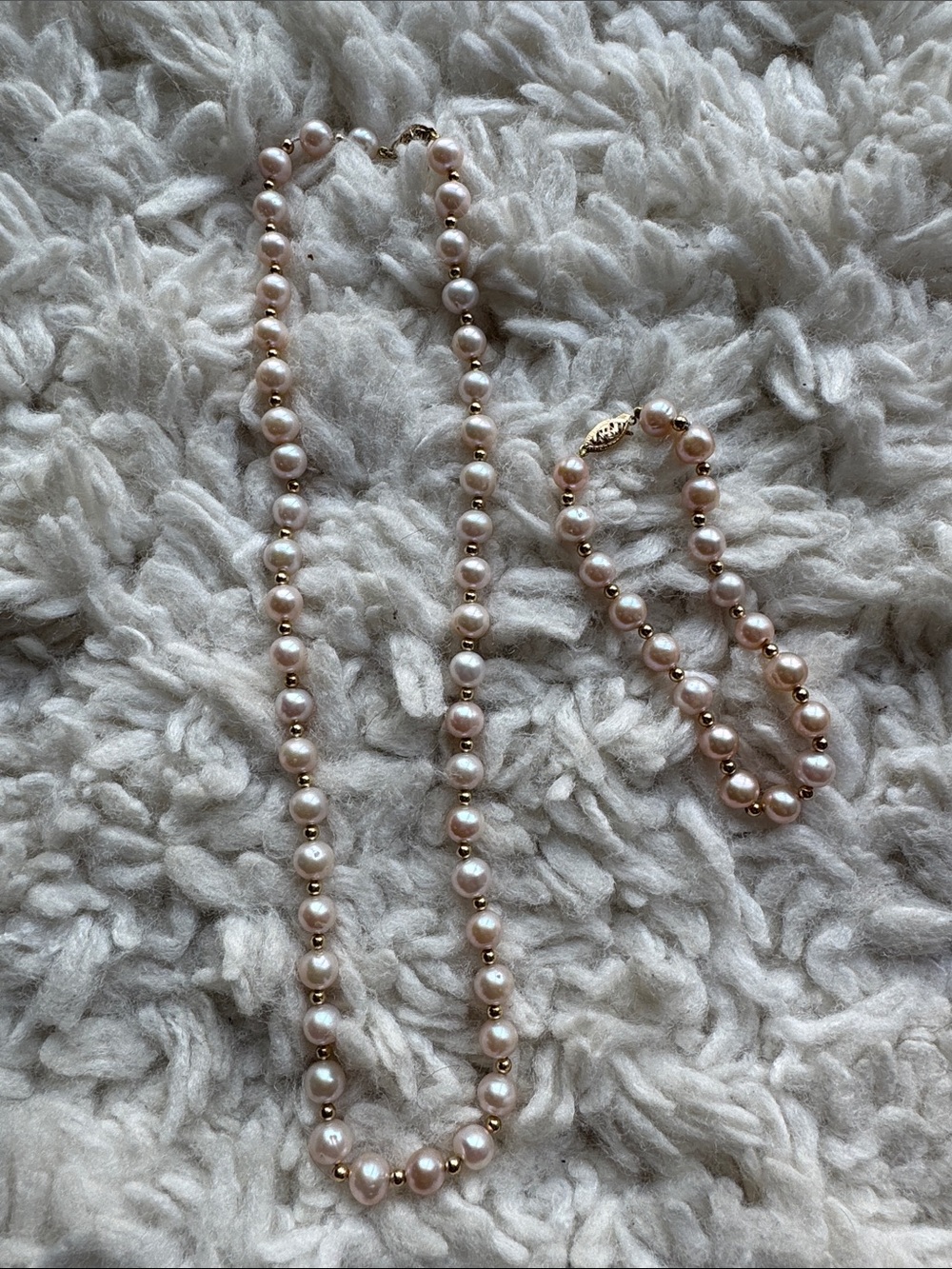 14k Pearl Necklace and Bracelet Set - Picture 2 of 6